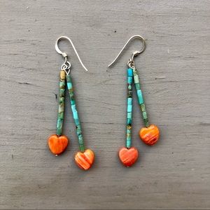 Turquoise & Spiny Oyster Heart Beaded Drop Earring